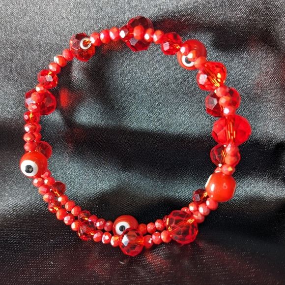 Red Good Luck Evil Eye Protection Amulet Bracelet Sparkly Handmade Abundance - Picture 7 of 10